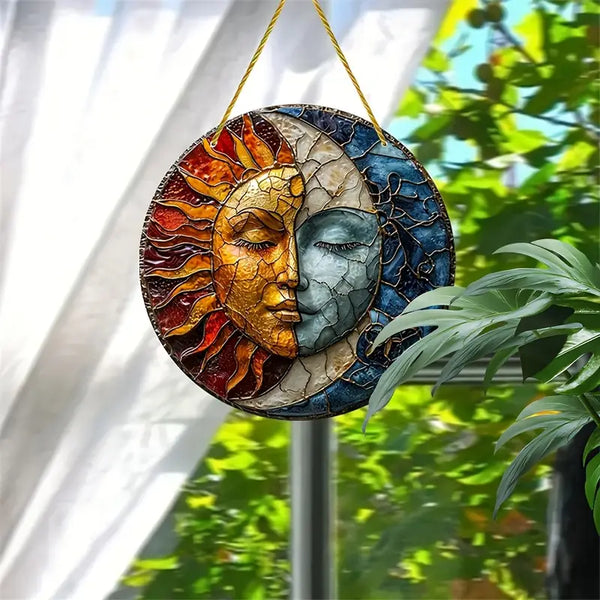 Rustic Yin Yang Wooden Wall Art – Sun & Moon Aesthetic Decor