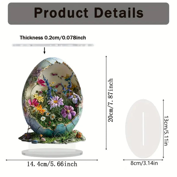 Bohemian Acrylic Egg Decor – Vibrant Spring Floral Accent