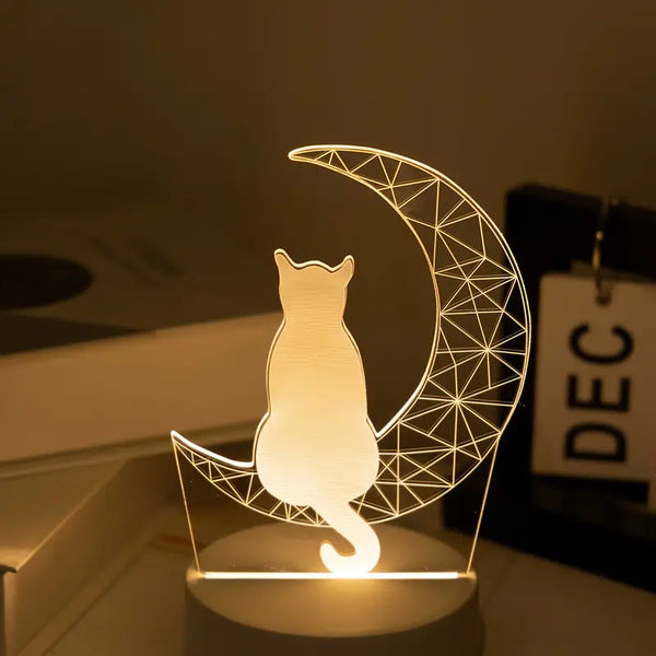USB 3D Moon Cat Night Light – Cute & Cozy Home Decor