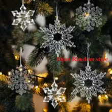 ❄️✨ 10pcs Transparent Acrylic Snowflake Pendants – Faceted Crystal Hanging Ornaments for Christmas Tree