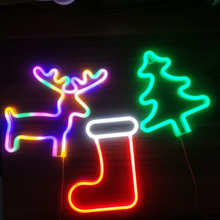 🎄✨ Christmas Neon Sign LED Night Light – Tree, Reindeer & Stocking Shapes