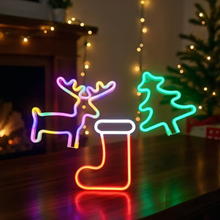 🎄✨ Christmas Neon Sign LED Night Light – Tree, Reindeer & Stocking Shapes