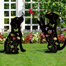 Black Metal Dog Garden Stakes