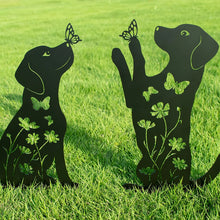 Black Metal Dog Garden Stakes