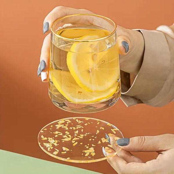 Round Acrylic Coasters – Heat-Resistant with Gold Foil Design