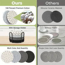 8-Piece Hand-Woven Cotton Coaster Set – Heat-Resistant with Holder