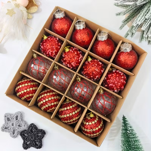 🎄✨ 2025 New 16-Piece Champagne Christmas Ball Ornament Set – 2.36"