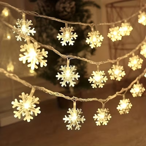 ❄️✨ 300cm / 118" Snowflake String Lights – Battery Powered