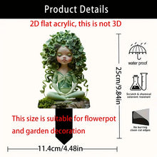 Bohemian Meditating Leaf Elf Plaque – Acrylic Garden Decor