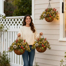 Pre-Lit Artificial Christmas Hanging Basket