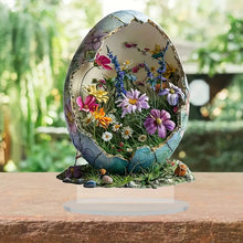 Bohemian Acrylic Egg Decor – Vibrant Spring Floral Accent