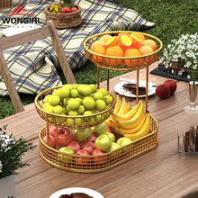 Multi Tier Gold Wire Fruit Basket – Elegant & Sturdy Storage