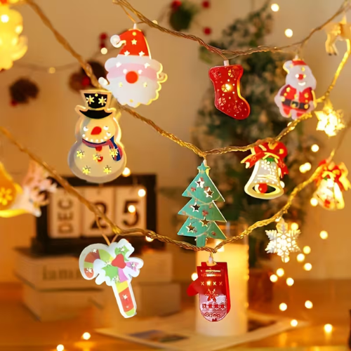 Christmas LED String Lights – Santa & Snowman Holiday Decorations