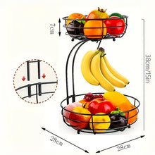 2-Tier Carbon Steel Fruit Basket with Banana Hanger