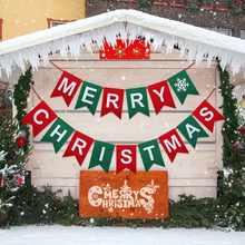 Red Felt “Merry Christmas” Banner with Snowflakes – Holiday Room & Party Decoration