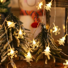 Snowflake & Christmas Tree LED String Lights – Battery Powered Holiday Fairy Lights