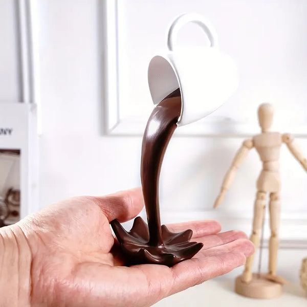 Gravity-Defying Coffee Cup Figurine – Unique Home & Café Decor