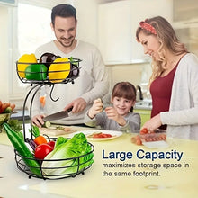 2-Tier Carbon Steel Fruit Basket with Banana Hanger