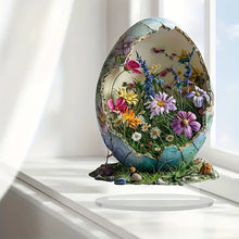 Bohemian Acrylic Egg Decor – Vibrant Spring Floral Accent