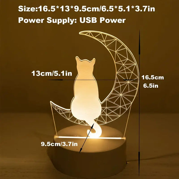 USB 3D Moon Cat Night Light – Cute & Cozy Home Decor