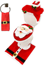 5-Piece Christmas Bathroom Décor Set – Santa Toilet & Rug Covers