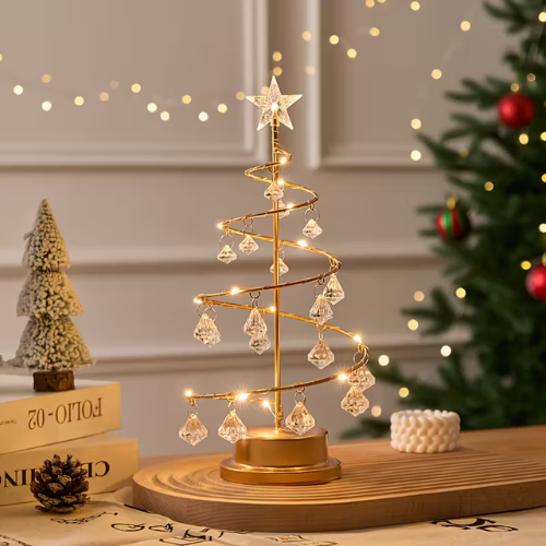 Elegant Metal Christmas Tree with Warm White LED Lights – Freestanding Indoor