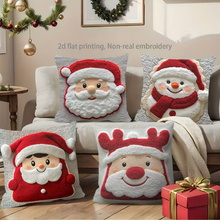 🎄✨ 4-Pack Christmas Throw Pillow Covers – Santa, Snowman & Elk Print