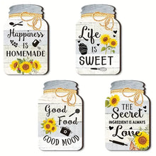 4-Piece Sunflower Wooden Signs – Rustic Kitchen & Wall Decor
