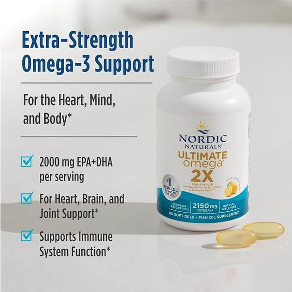 Nordic Naturals Ultimate Omega 2X, 2150mg Fish Oil, Lemon – 90 Softgels