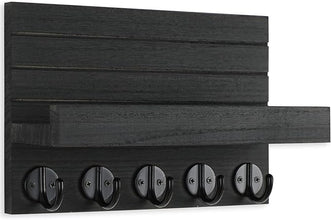 Key Holder for Wall with Shelf – Decorative Paulownia Wood Key