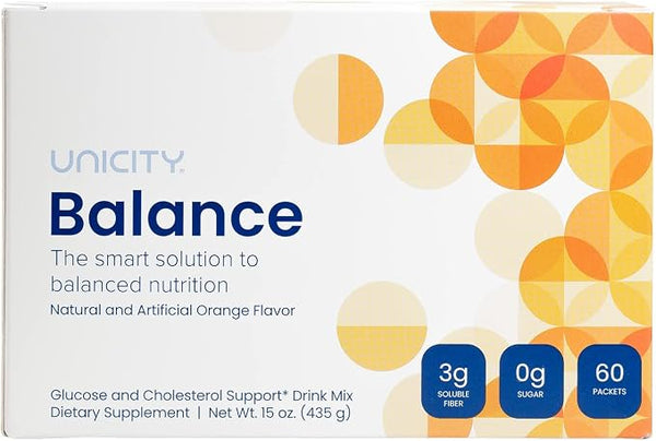 Unicity Balance Orange – Fiber Supplement for Digestive &amp; Nutritional Support – 60 Packets