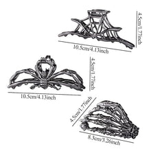 3PCS Gothic Hair Claw Clips – Black Spider Web