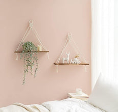 Mkono Macrame Hanging Shelves – Set of 2