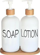 Matte Black Glass Soap Dispenser Set – 2 Refillable Bottles with Bamboo Pumps & Tray