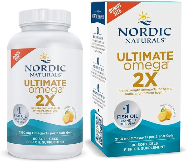 Nordic Naturals Ultimate Omega 2X, 2150mg Fish Oil, Lemon – 90 Softgels