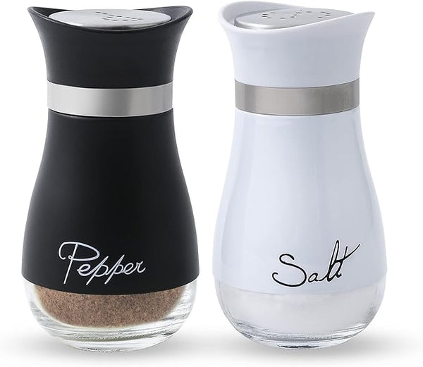 🧂 Lonffery Salt & Pepper Shakers Set – 4oz Glass Farmhouse Spice Dispensers