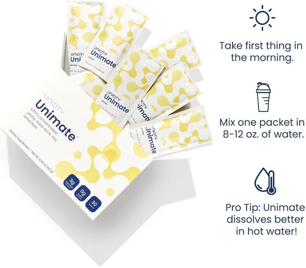 Unicity Unimate Natural Lemon Yerba Mate Drink Mix – 30 Packets