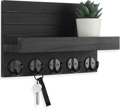 Key Holder for Wall with Shelf – Decorative Paulownia Wood Key