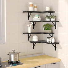 Corner Floating Shelves – Set of 4 Rustic Wood Wall Mounted Storage