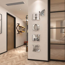 Acrylic Mirror Wall Stickers – Silver 3D Letter Signs & Butterfly Design