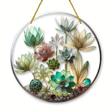 Succulent Plant Sun Catcher – Stained Glass Effect Wall Art