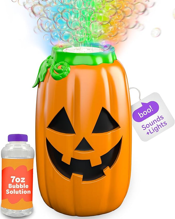 Halloween Bubble Machine – Light & Sound Bubble Maker Toy with Spooky Effects