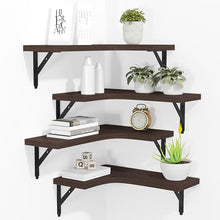 Corner Floating Shelves – Set of 4 Rustic Wood Wall Mounted Storage