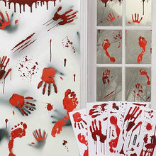 84Pcs Halloween Bloody Handprint & Footprint Stickers – Reusable Window