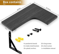 Corner Floating Shelves – Set of 4 Rustic Wood Wall Mounted Storage