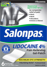 Salonpas Lidocaine 4% Pain Relieving Gel-Patch – 6 Count