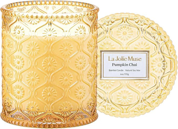 LA Jolie Muse Fall Candle – Pumpkin Chai Scented Soy Candle