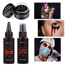 3PCS Halloween Fake Blood Makeup Kit – Coagulated, Spray & Dripping Realistic Blood