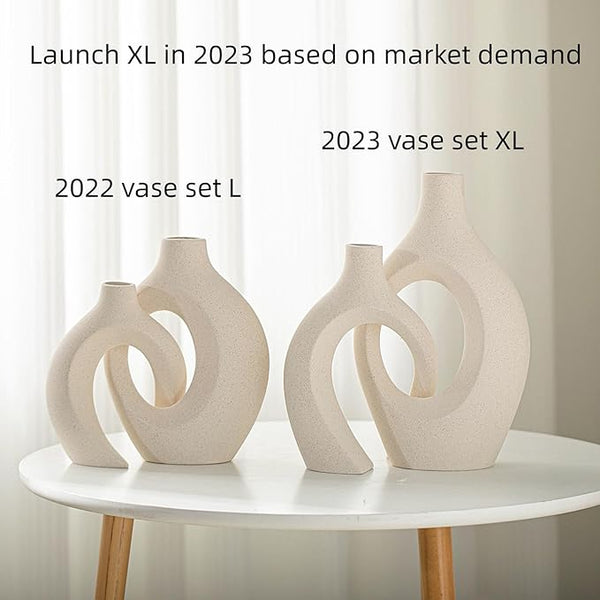 Nordic Modern Boho Aesthetic Flower Vases | Handmade Milky White Decorative Vases for Home