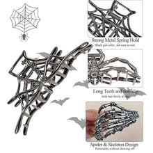 3PCS Gothic Hair Claw Clips – Black Spider Web